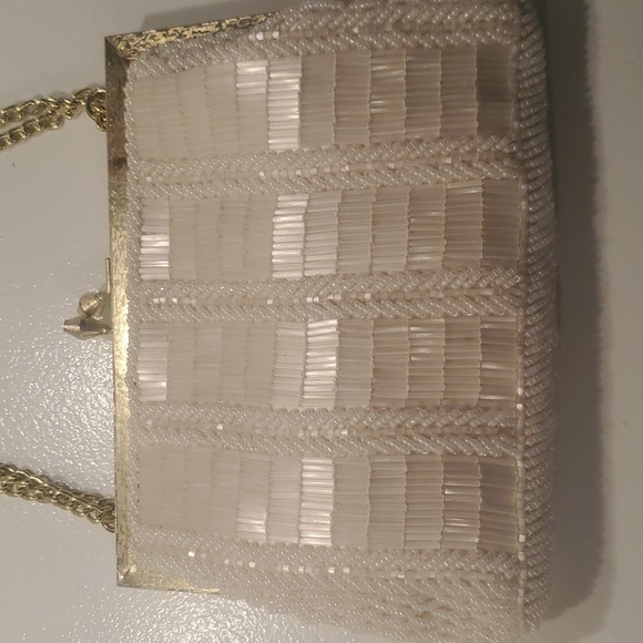 La Regale White Beaded Vintage Evening Bag - Picture 3 of 10